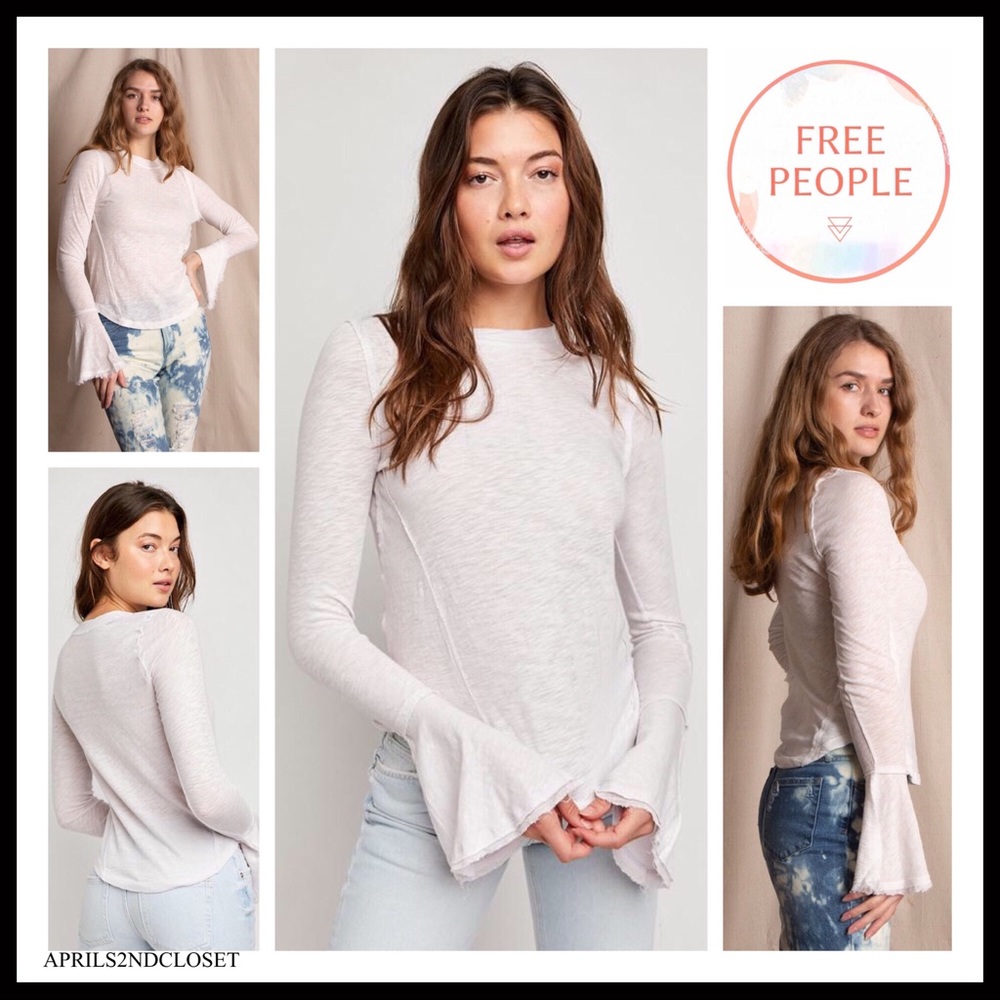 FREE PEOPLE BOHO TOP LONG SLEEVES KNIT PULLOVER TEE A2C - Picture 3 of 14